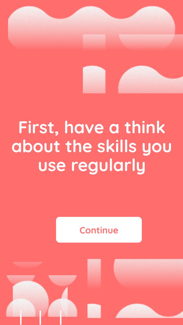 Career Mapper screen: First, have a think about the skills you use regularly