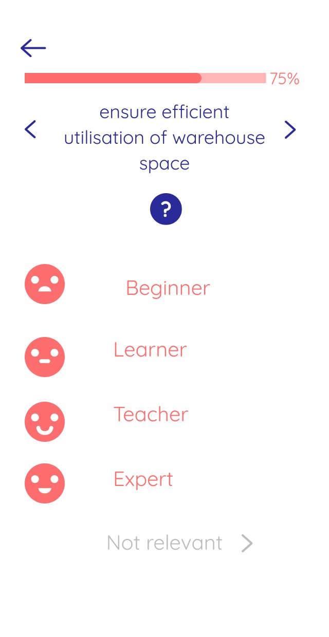 Rating screen version: Beginner, Learner, Teacher, Expert as a list with face icons