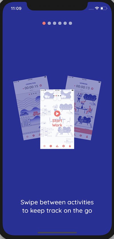 Introduction screen 1: Swipe between activities to keep track on the go