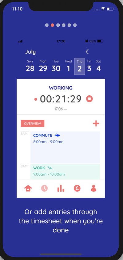 Introduction screen 2: Or add entries through the timesheet when you're done