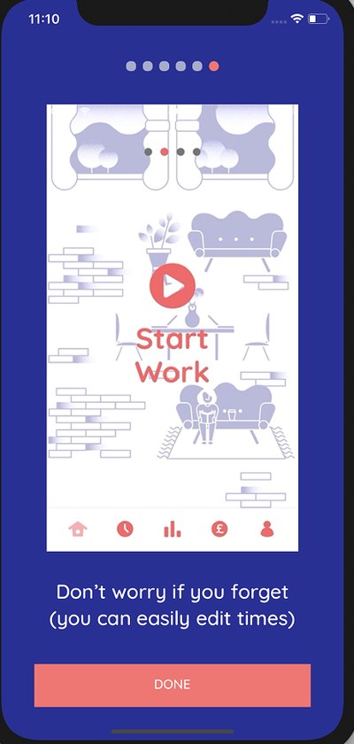 Introduction screen 6: Don't worry if you forget, you can easily edit times